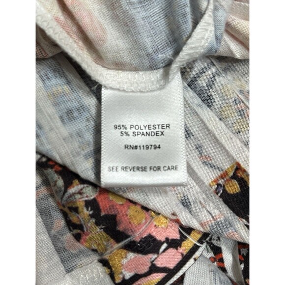 Women’s XL Abstract Floral Rhinestone Skull Embellished Tunic Top Whimsy Artsy - Picture 11 of 13